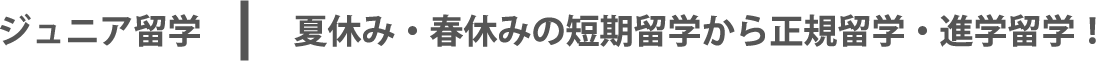 ジュニア留学：夏休み・春休みの短期留学から正規留学・進学留学！